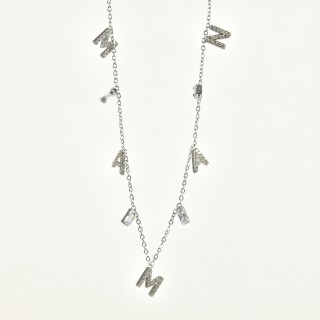 COLLIER MAMAN STRASS ACIER INOXYDABLE SILVER PETIT PRIX