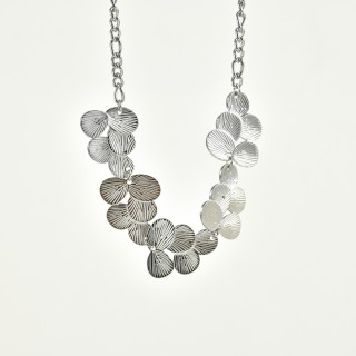 COLLIER FLEURS GRAVEES ACIER INOXYDABLE SILVER PETIT PRIX