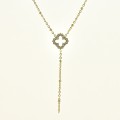 COLLIER TREFLE STRASS ACIER INOXYDABLE GOLD PETIT PRIX