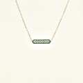 COLLIER MEDAILLON RECTANGLE VERT ACIER INOXYDABLE GOLD PETIT PRIX