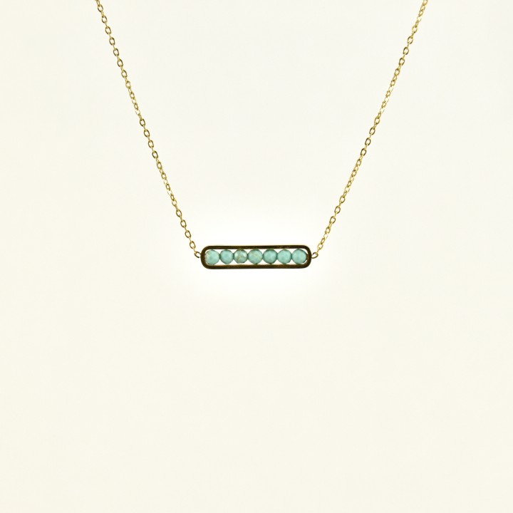 COLLIER MEDAILLON RECTANGLE VERT ACIER INOXYDABLE GOLD PETIT PRIX