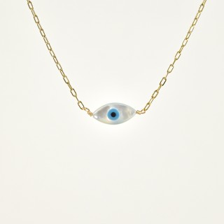 COLLIER OEIL OVALE ACIER INOXYDABLE GOLD PETIT PRIX