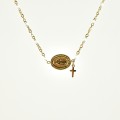 COLLIER BLANC MADONE ET CROIX ACIER INOXYDABLE GOLD PETIT PRIX