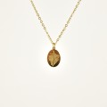 COLLIER MEDAILLE OVALE FEUILLE ACIER INOXYDABLE GOLD PETIT PRIX