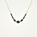 COLLIER PERLES OBSIDIENNE ET GOLD ACIER INOXYDABLE GOLD PETIT PRIX