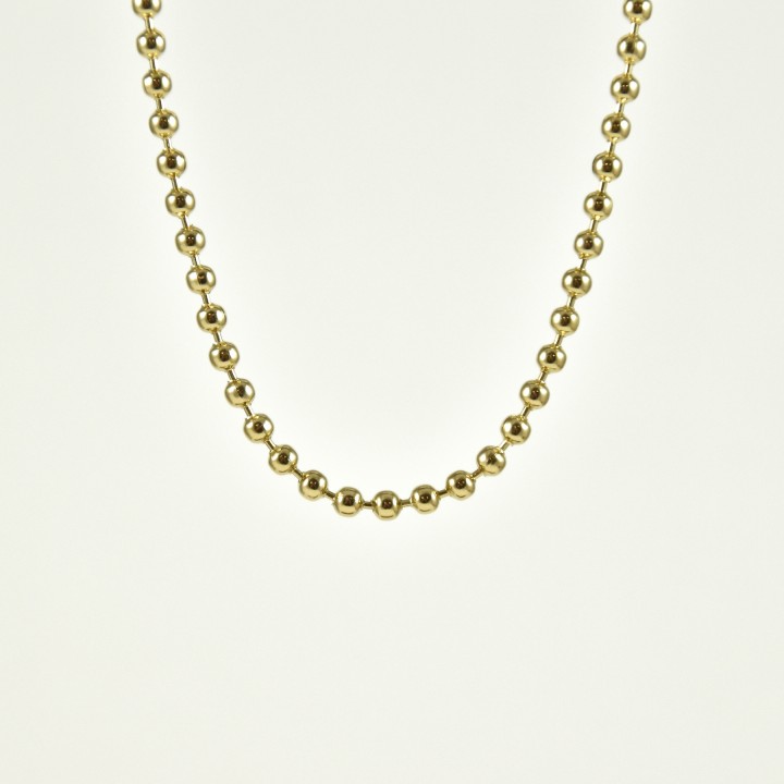 COLLIER MAILLE PERLES ACIER INOXYDABLE GOLD PETIT PRIX