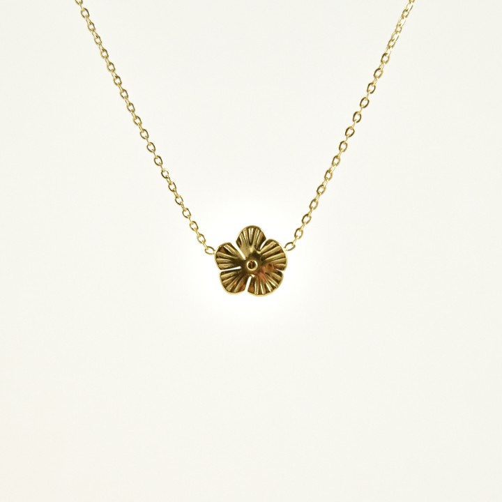 COLLIER FLEUR GRAVEE ACIER INOXYDABLE GOLD PETIT PRIX