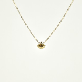 COLLIER FEUILLE GRAVEE ACIER INOXYDABLE GOLD PETIT PRIX