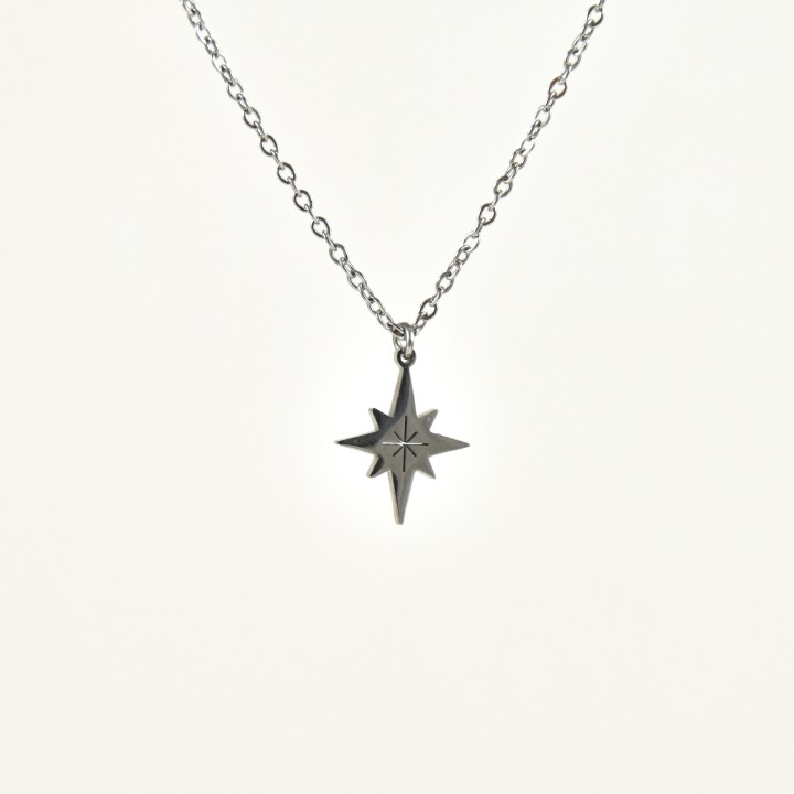 COLLIER ETOILE DU SUD ACIER INOXYDABLE SILVER PETIT PRIX