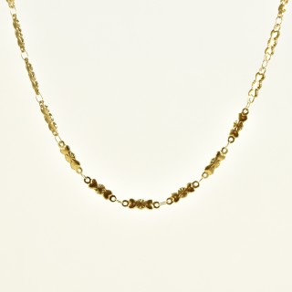 COLLIER MAILLONS COEUR PASTILLES PLIS ACIER INOXYDABLE GOLD PETIT PRIX