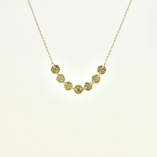 COLLIER PASTILLES RONDES MARTELEES ACIER INOXYDABLE GOLD PETIT PRIX