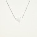 COLLIER TREFLE BLANC ACIER INOXYDABLE SILVER PETIT PRIX