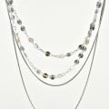 COLLIER MULTI RANGS NACRE ACIER INOXYDABLE SILVER PETIT PRIX