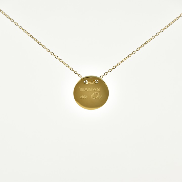 COLLIER MAMAN EN OR ACIER INOXYDABLE GOLD PETIT PRIX