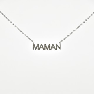 COLLIER MAMAN EFFET PIQUE ACIER INOXYDABLE SILVER PETIT PRIX