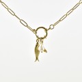 COLLIER GROSSE MAILLE POISSON NACRE ACIER INOXYDABLE GOLD PETIT PRIX