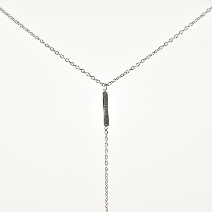 COLLIER PENDANT STRASS ACIER INOXYDABLE SILVER PETIT PRIX