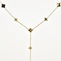 COLLIER TREFLES ET ETOILES STRASS ACIER INOXYDABLE GOLD PETIT PRIX