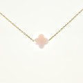 COLLIER TREFLE ROSE CLAIR ACIER INOXYDABLE GOLD PETIT PRIX