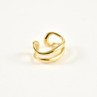 BAGUE D'OREILLE DOUBLE ANNEAU ONDULE ACIER INOXYDABLE GOLD PETIT PRIX