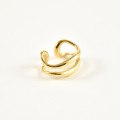 BAGUE D'OREILLE DOUBLE ANNEAU ONDULE ACIER INOXYDABLE GOLD PETIT PRIX