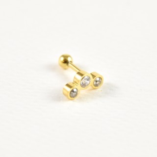 PIERCING TROIS STRASS ACIER INOXYDABLE GOLD PETIT PRIX