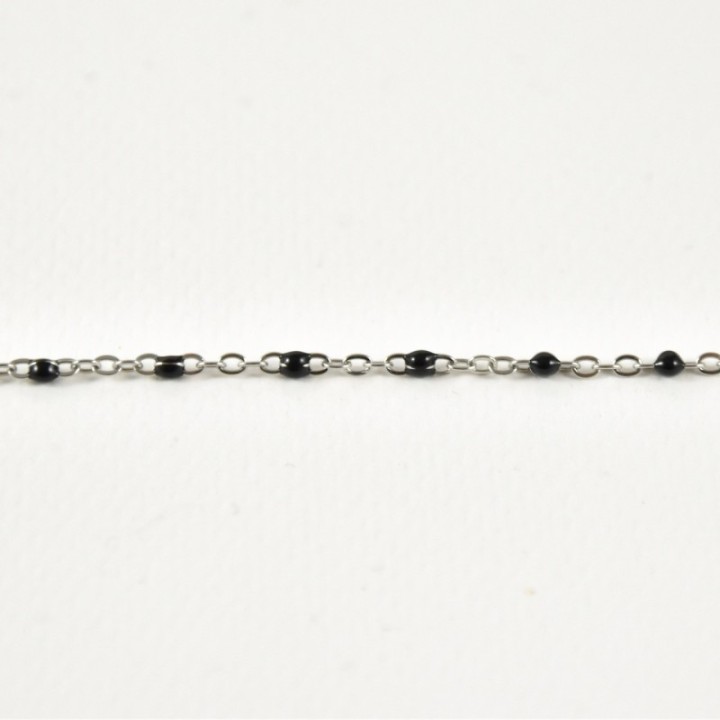 BRACELET PERLES NOIRES ACIER INOXYDABLE SILVER PETIT PRIX