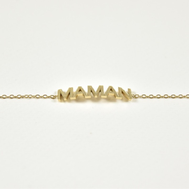 BRACELET MAMAN EFFET PIQUE ACIER INOXYDABLE GOLD PETIT PRIX