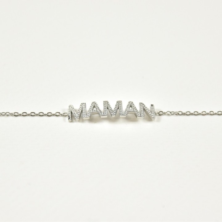 BRACELET MAMAN EFFET PIQUE ACIER INOXYDABLE SILVER PETIT PRIX