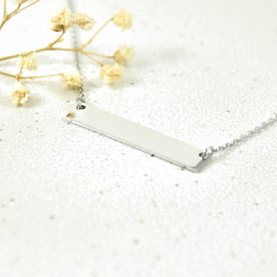 COLLIER RECTANGLE PERSONNALISABLE ACIER INOXYDABLE SILVER