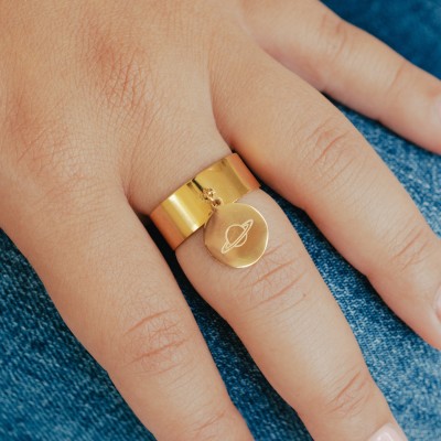 BAGUE PAMPILLE RONDE PERSONNALISABLE ACIER INOXYDABLE GOLD