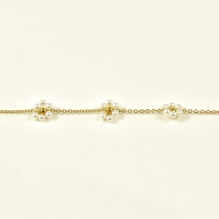 BRACELET FLEURS BLANCHES ACIER INOXYDABLE GOLD PETIT PRIX