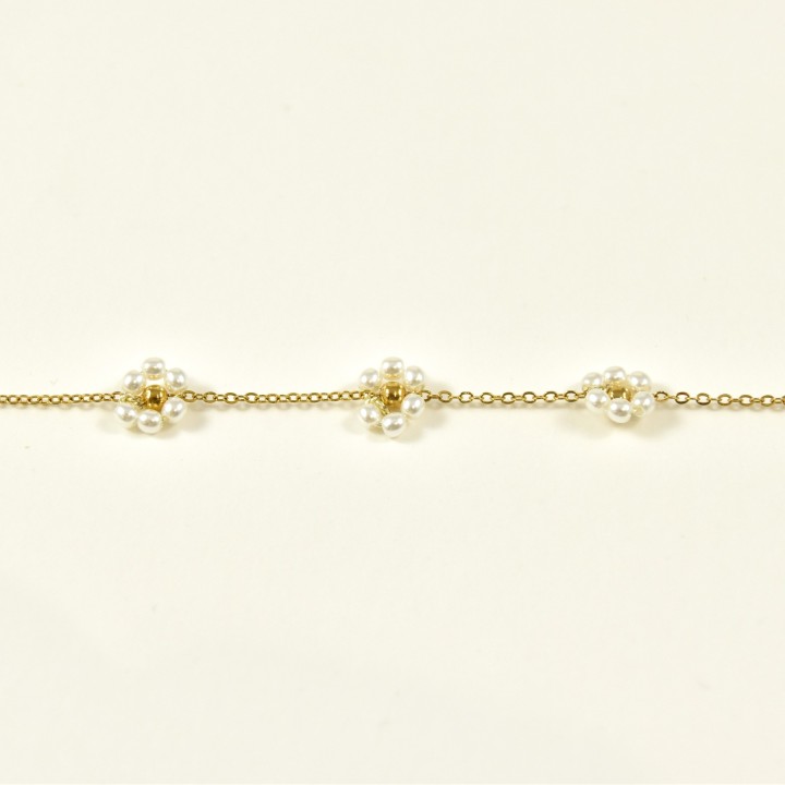 BRACELET FLEURS NACRE ACIER INOXYDABLE GOLD PETIT PRIX