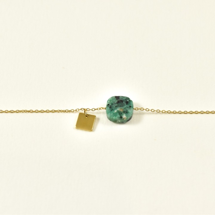 BRACELET PIERRE CARRE TURQUOISE ACIER INOXYDABLE GOLD PETIT PRIX