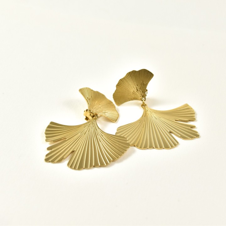 BOUCLES CLIP FEUILLES GRAEES ACIER INOXYDABLE GOLD PETIT PRIX