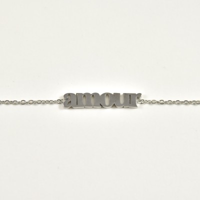 BRACELET AMOUR ACIER INOXYDABLE SILVER PETIT PRIX