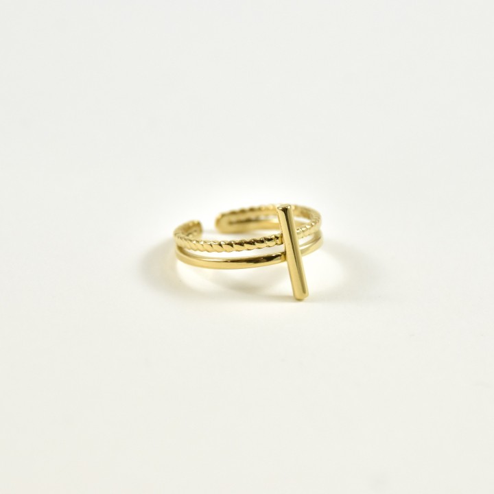 BAGUE DEUX ANNEAUX TIGE ACIER INOXYDABLE GOLD PETIT PRIX