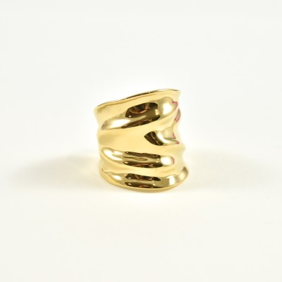 BAGUE XL MARTELEE ACIER INOXYDABLE GOLD PETIT PRIX