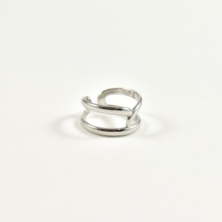 BAGUE DOUBLE ENTRELACE ACIER INOXYDABLE SILVER PETIT PRIX