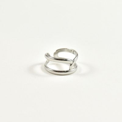 BAGUE DOUBLE ENTRELACE ACIER INOXYDABLE SILVER PETIT PRIX