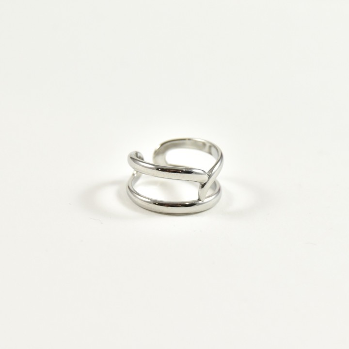 BAGUE DOUBLE ENTRELACE ACIER INOXYDABLE SILVER PETIT PRIX