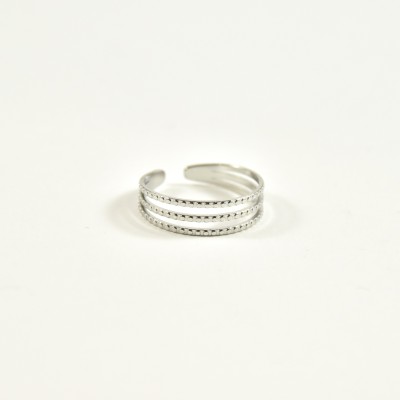 BAGUE TRIPLE EFFET PERLES ACIER INOXYDABLE SILVER PETIT PRIX