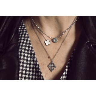 COLLIER CROIX OVALE ACIER INOXYDABLE SILVER PETIT PRIX