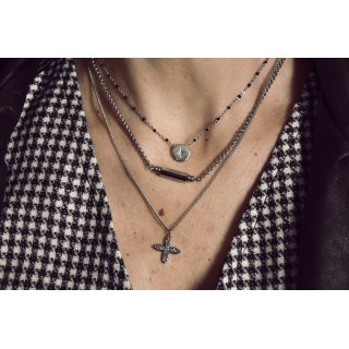 COLLIER TOI ET MOI ACIER INOXYDABLE SILVER PETIT PRIX