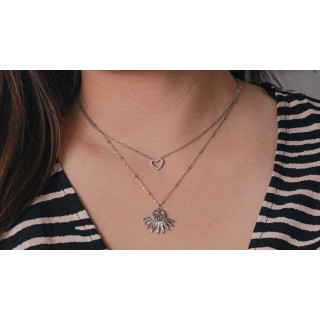 COLLIER COEUR STRASS ACIER INOXYDABLE SILVER PETIT PRIX