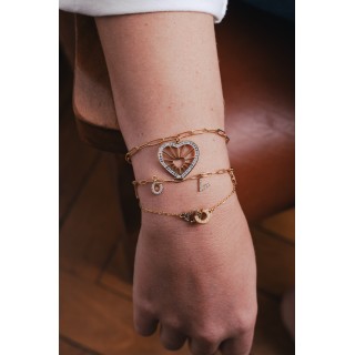 BRACELET COEUR STRASS GOLD ACIER INOXYDABLE GOLD PETIT PRIX