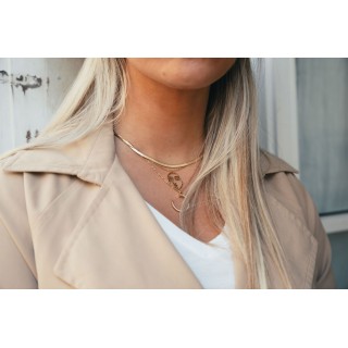 COLLIER VISAGE MARTELE ACIER INOXYDABLE GOLD PETIT PRIX